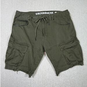 Grindhouse Denim Mens 38 Green Cargo Shorts Streetwear Military Casual Short Fit